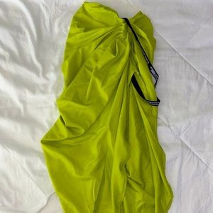 Pretty Little Thing - Lime Green Ruched Side Midi Skirt